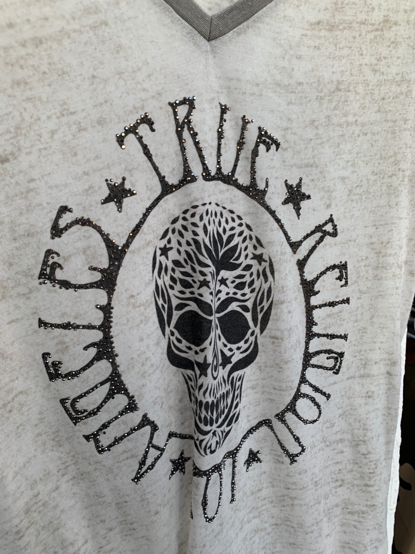 True Religion T-Shirt M Creme Grau