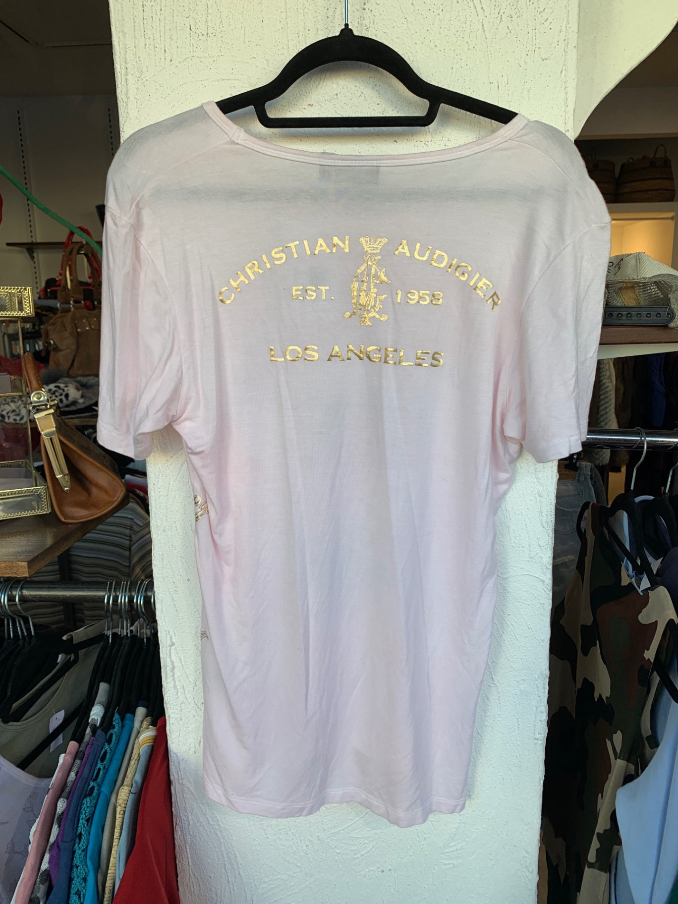 Christian Audigier T-Shirt XXL Rosa mit Gold