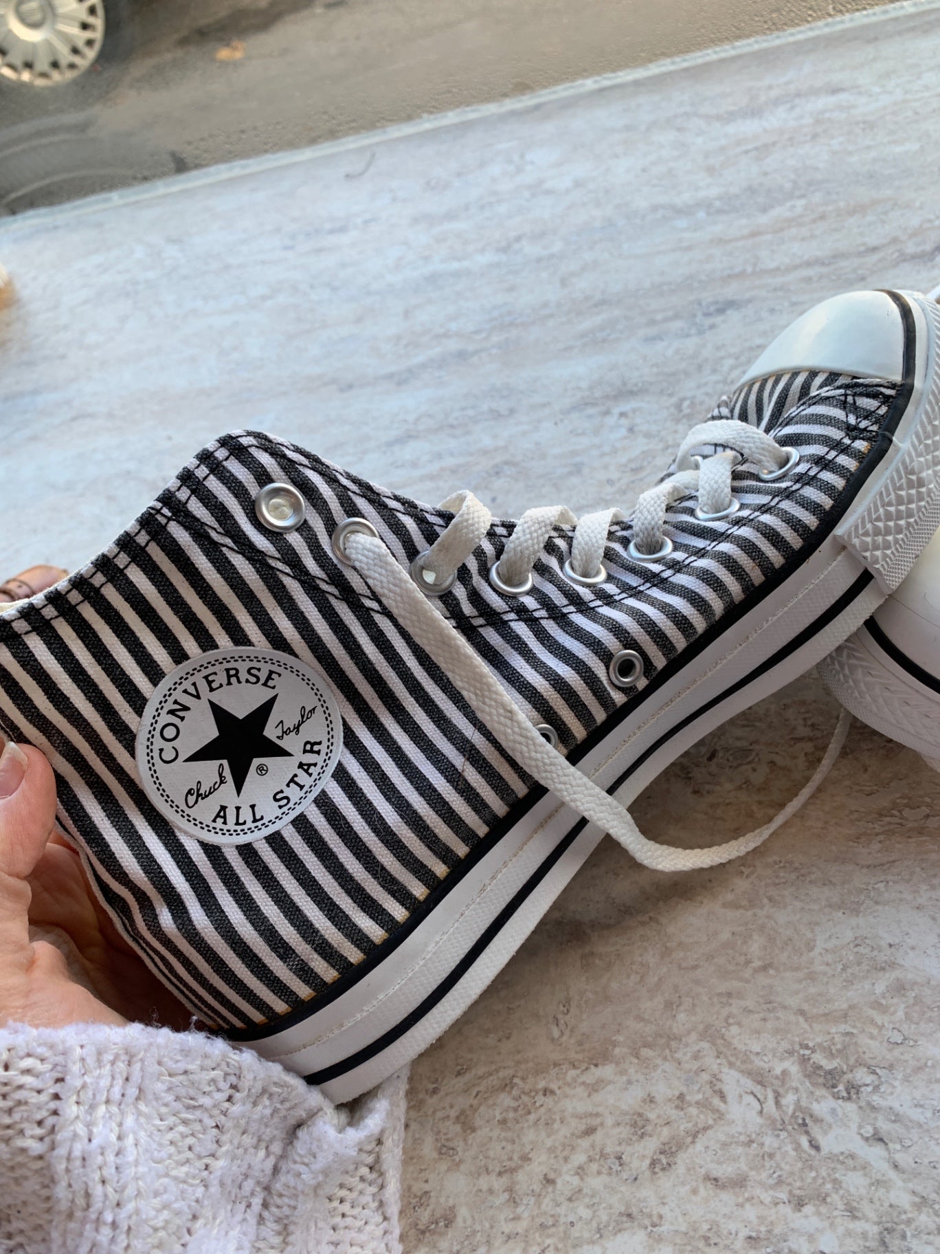 Converse Sneaker 40 Schwarz und Weiß Gestreift