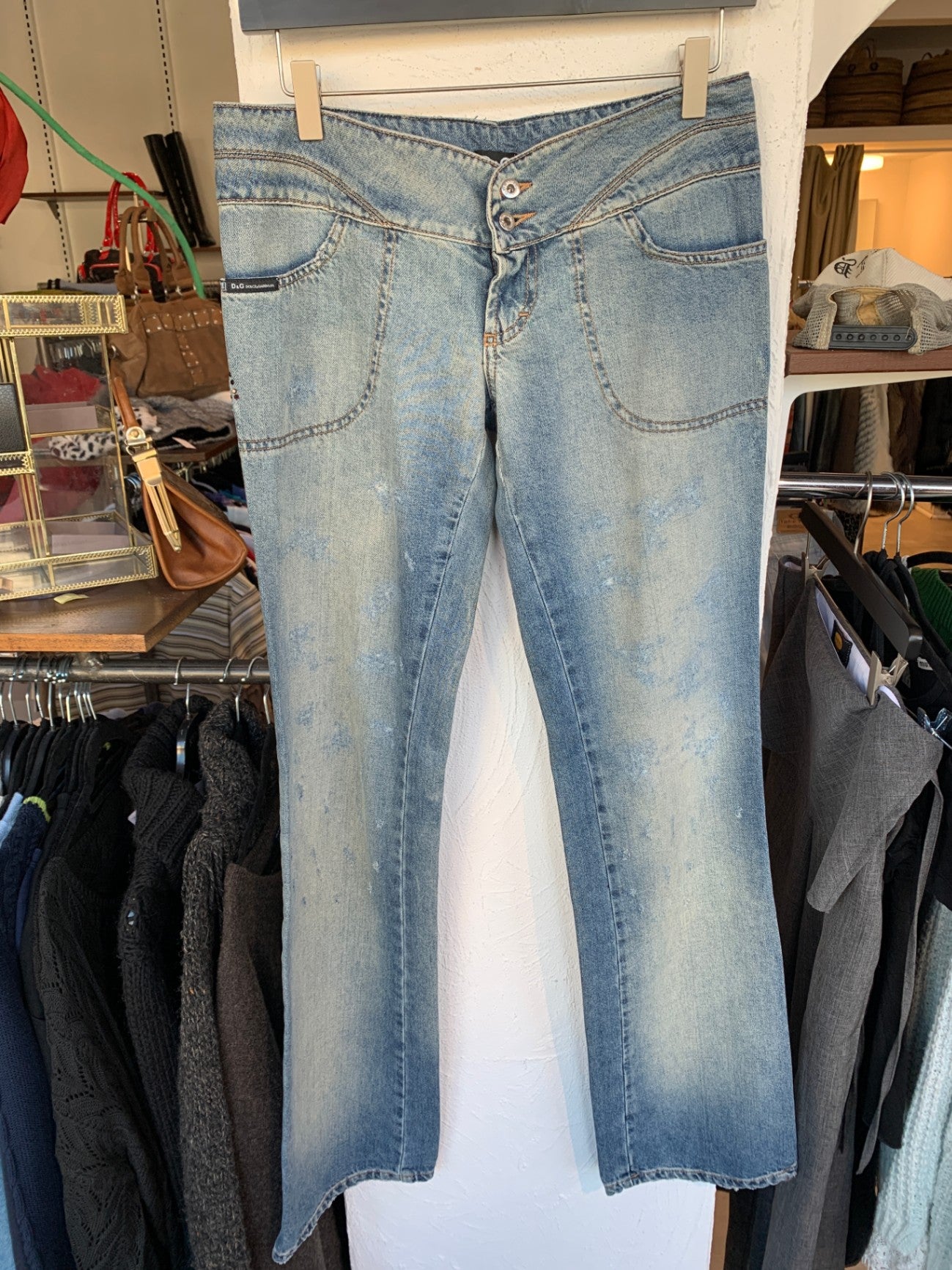 Dolce&Gabanna Jeans 36 Blau mit Waschungen mit lila Glitzer