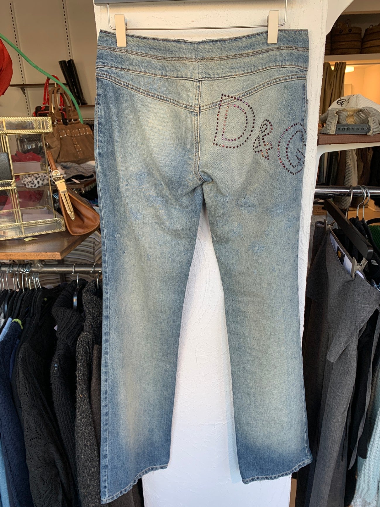 Dolce&Gabanna Jeans 36 Blau mit Waschungen mit lila Glitzer