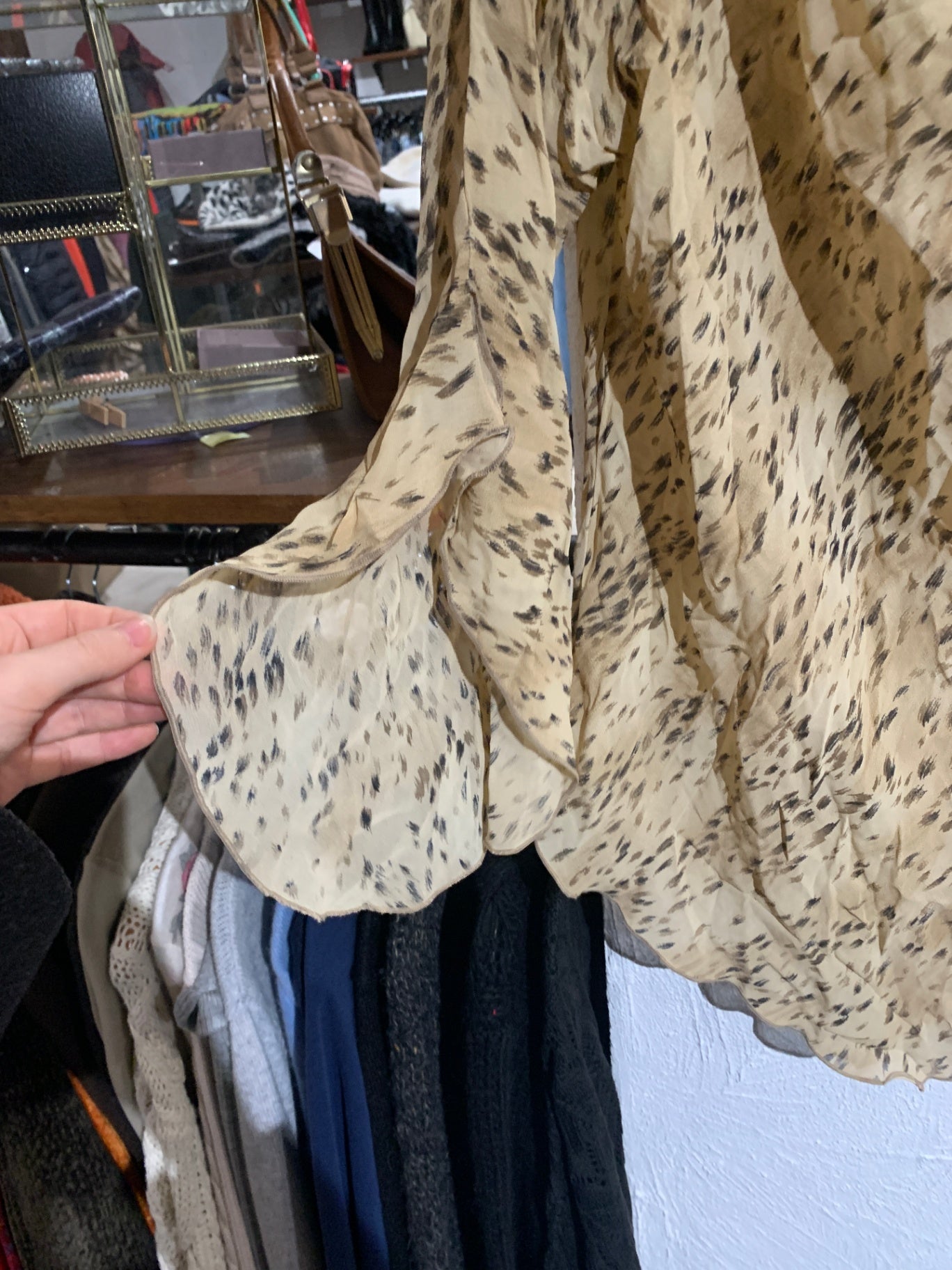 Inspire Bluse L Beige mit Tiermuster