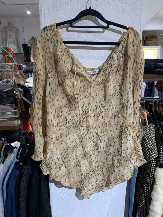 Inspire Bluse L Beige mit Tiermuster