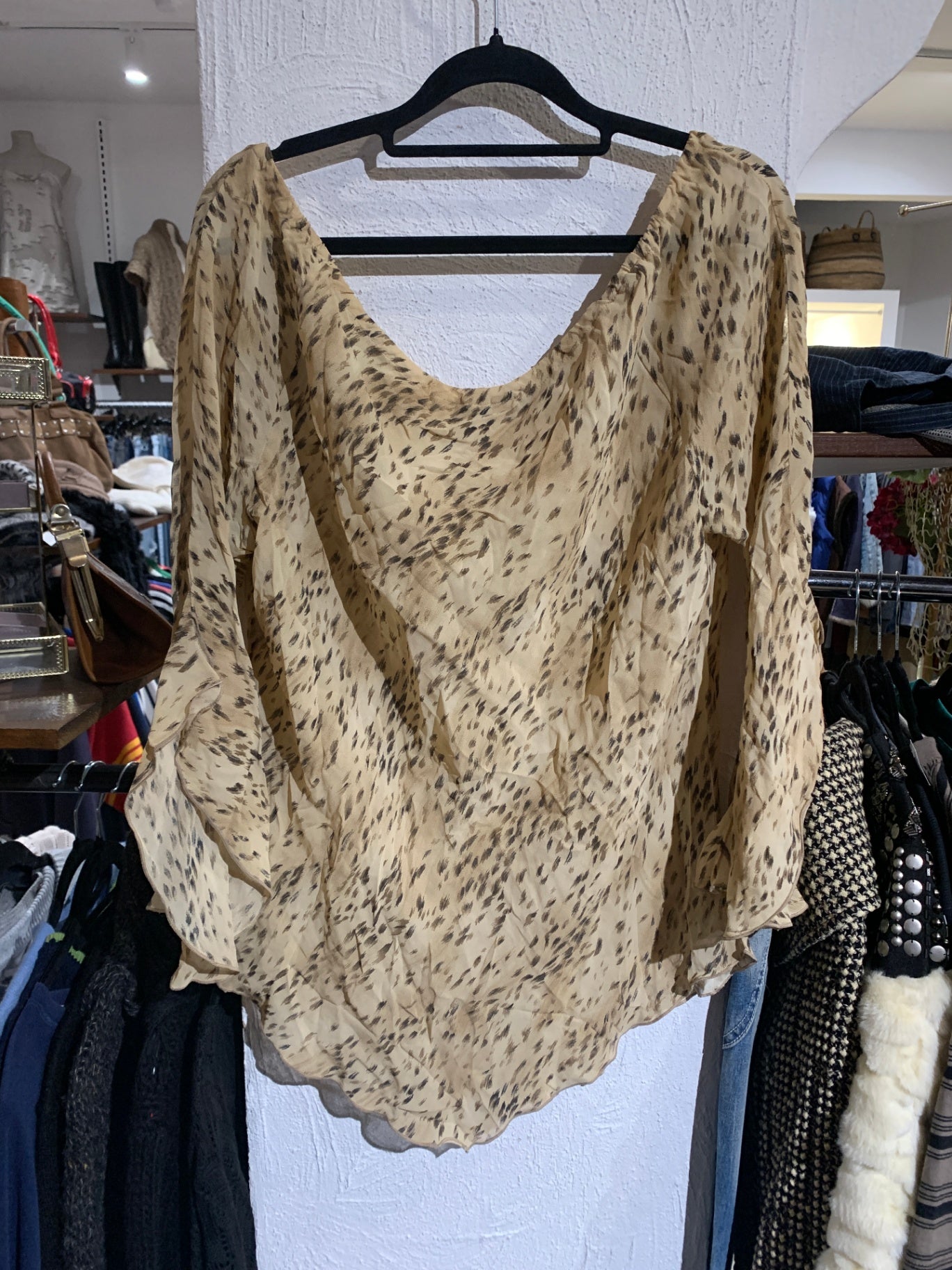 Inspire Bluse L Beige mit Tiermuster