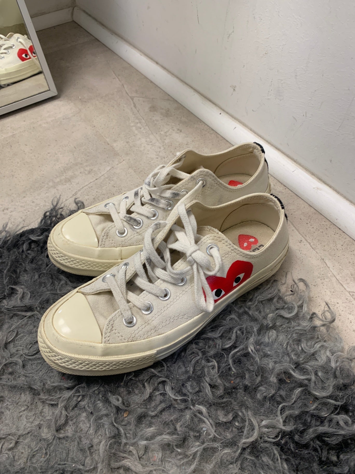 Comme des Garçons Play Converse Sneaker 37,5 Beige/Creme Rot