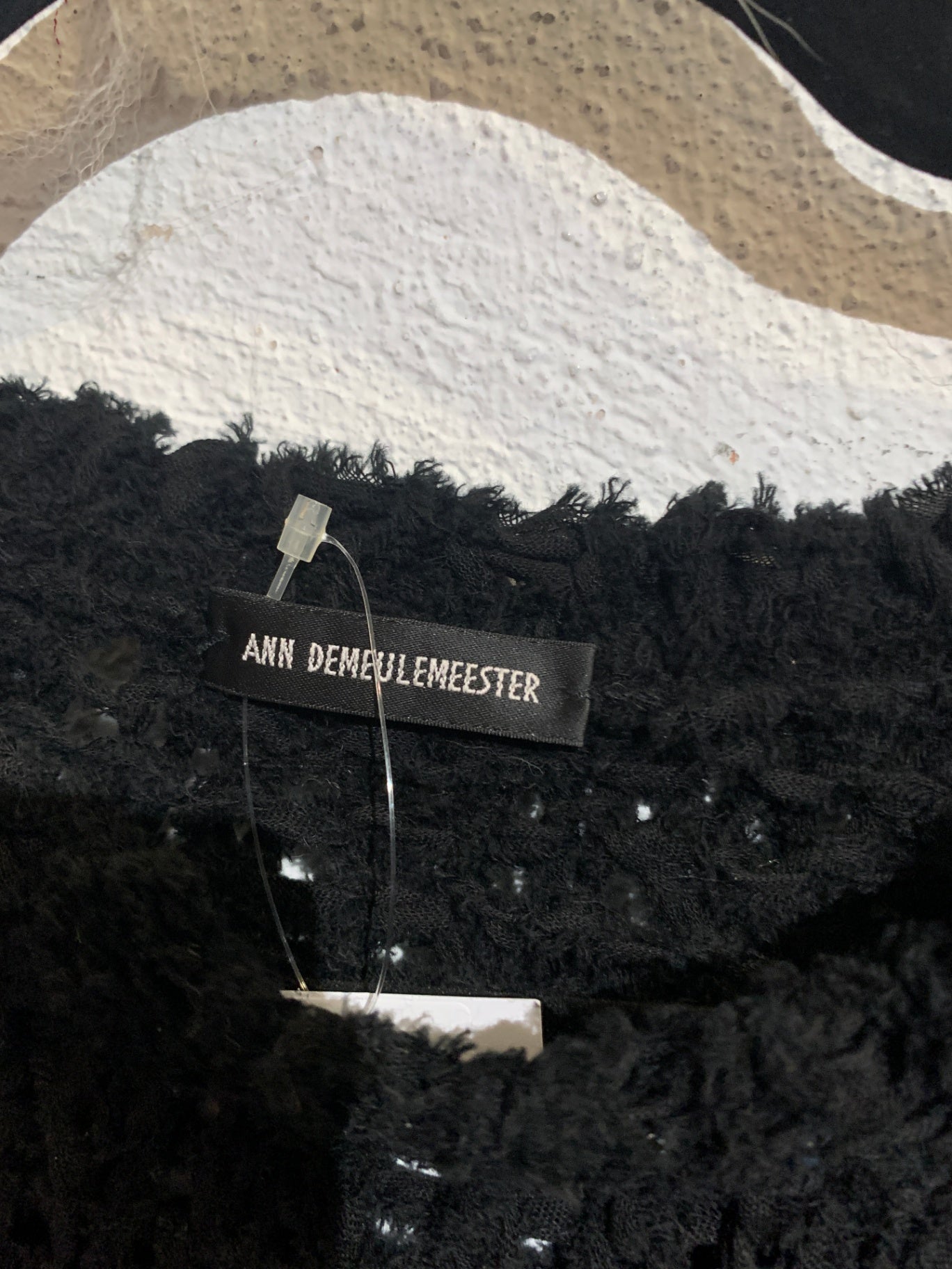 Ann Demeulemeester Strickkleid mit Band am Kragen S Schwarz