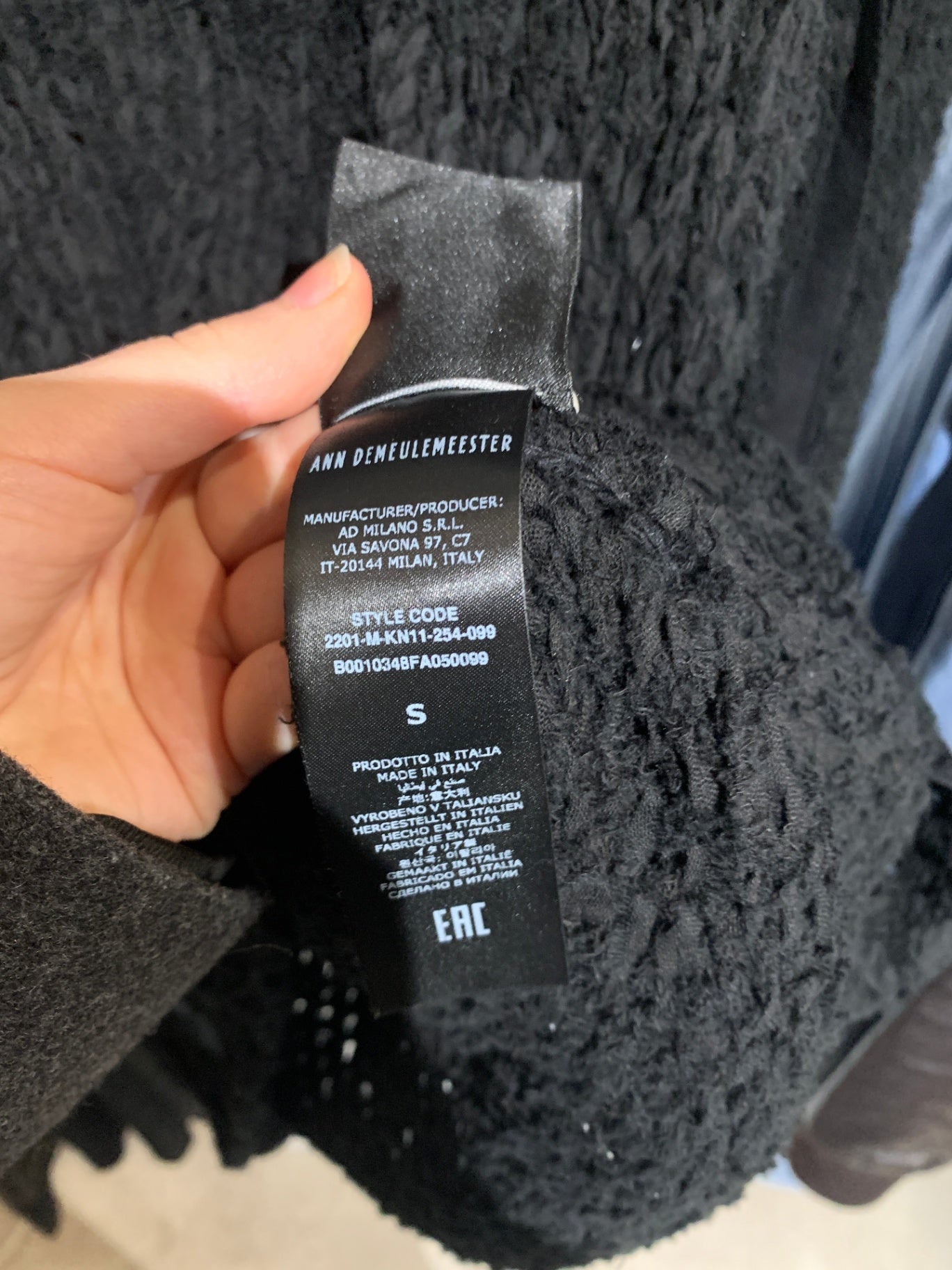 Ann Demeulemeester Strickkleid mit Band am Kragen S Schwarz