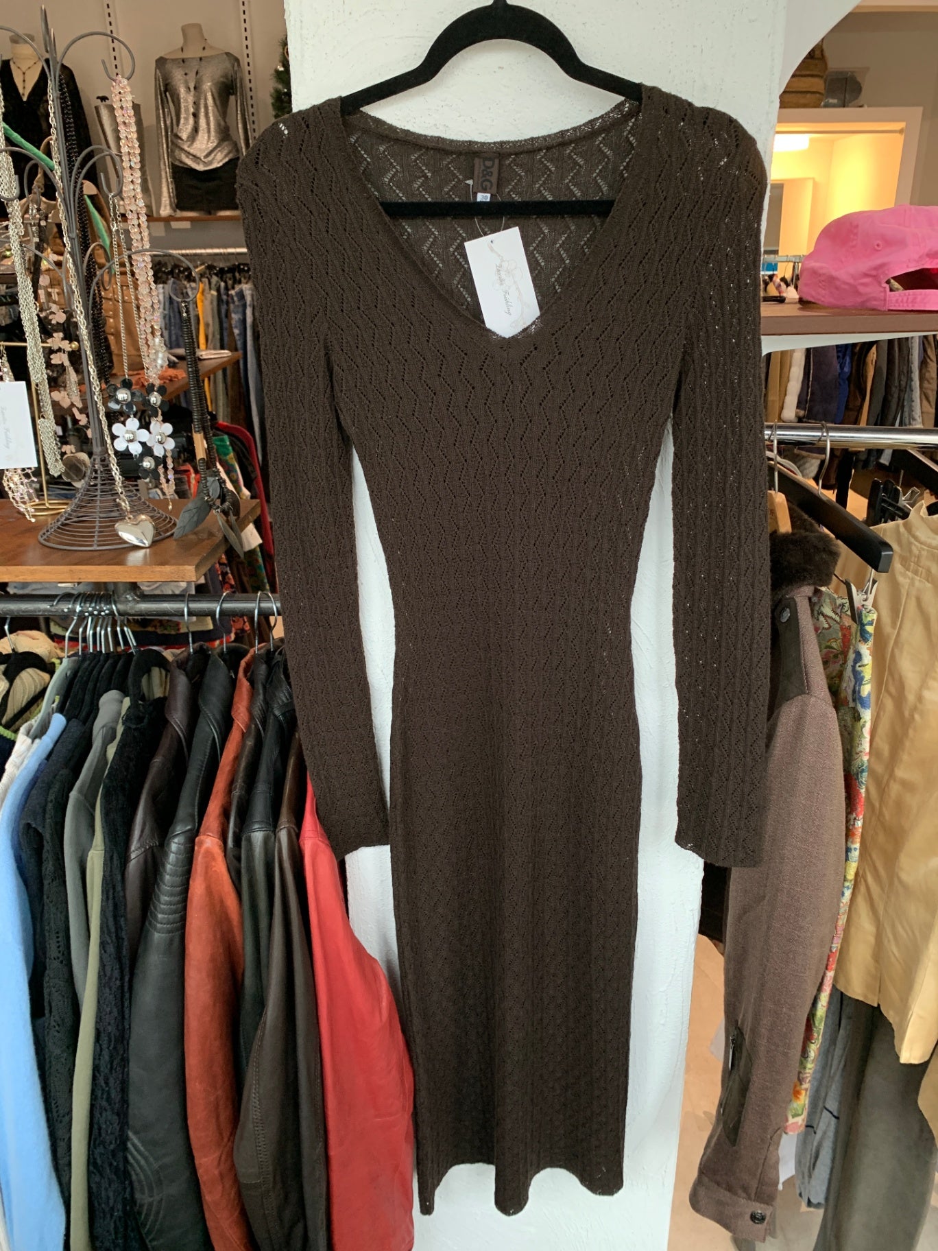 Dolce & Gabbana Strickkleid S Dunkelbraun