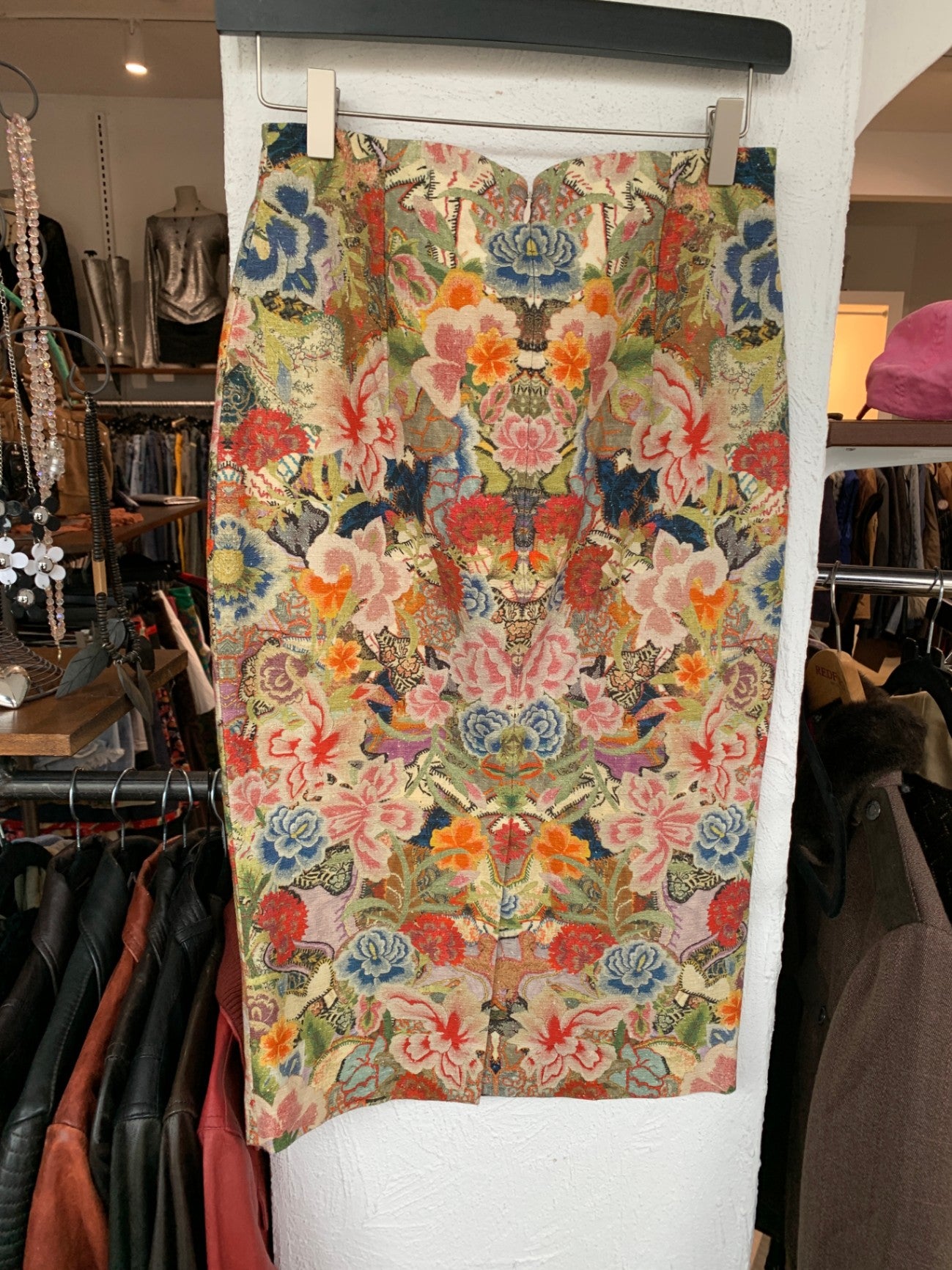 Alexander McQueen Rock 36 Rot, Blau, Pink, Grün, Beige und Orange