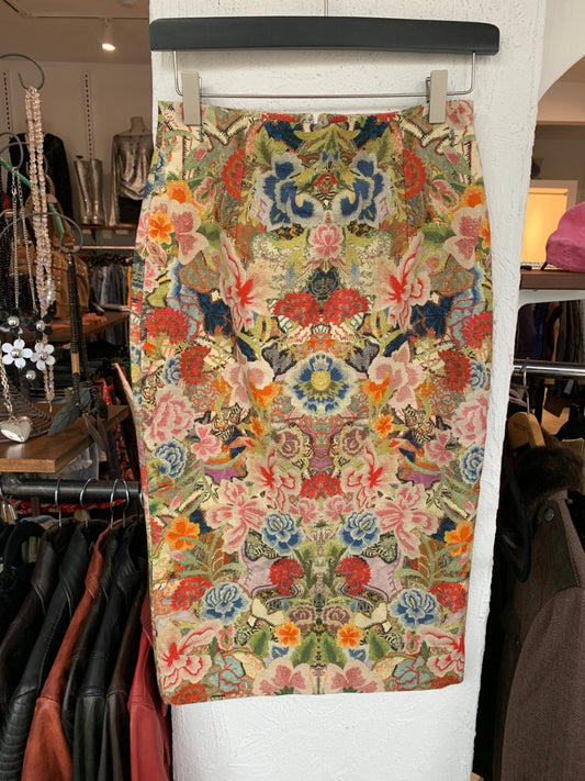 Alexander McQueen Rock 36 Rot, Blau, Pink, Grün, Beige und Orange