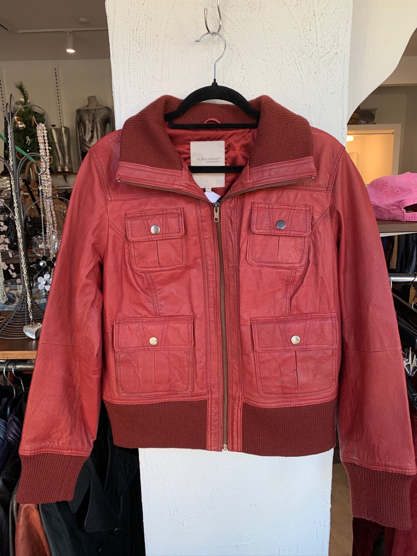 BON'A PARTE Lederjacke 44 Rot