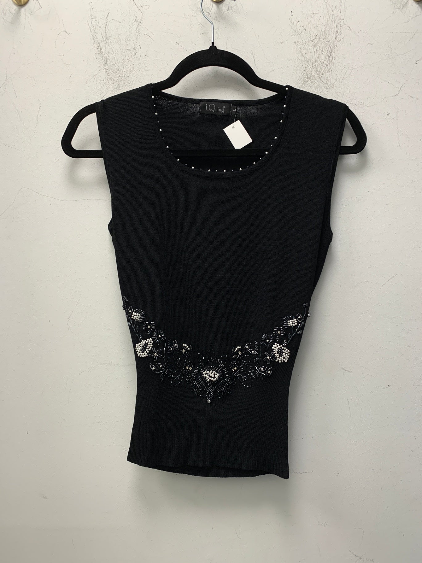 i.Quing Top S Schwarz mit Perlen