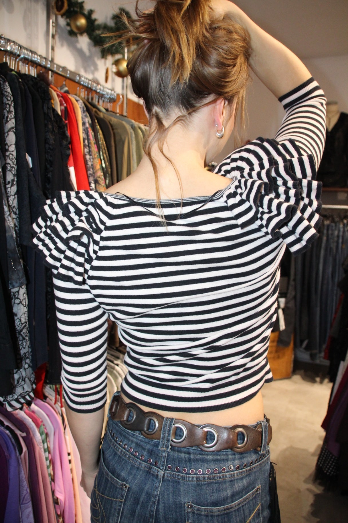 Cardigan S Schwarz-Weiß gestreift