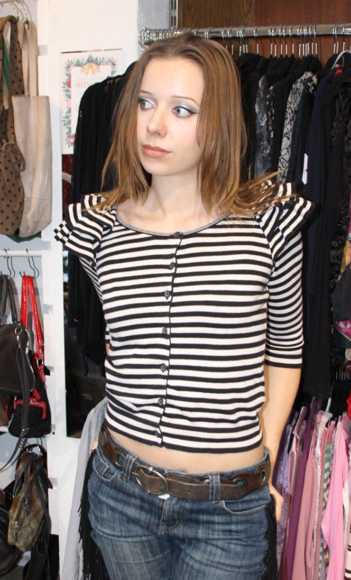 Cardigan S Schwarz-Weiß gestreift