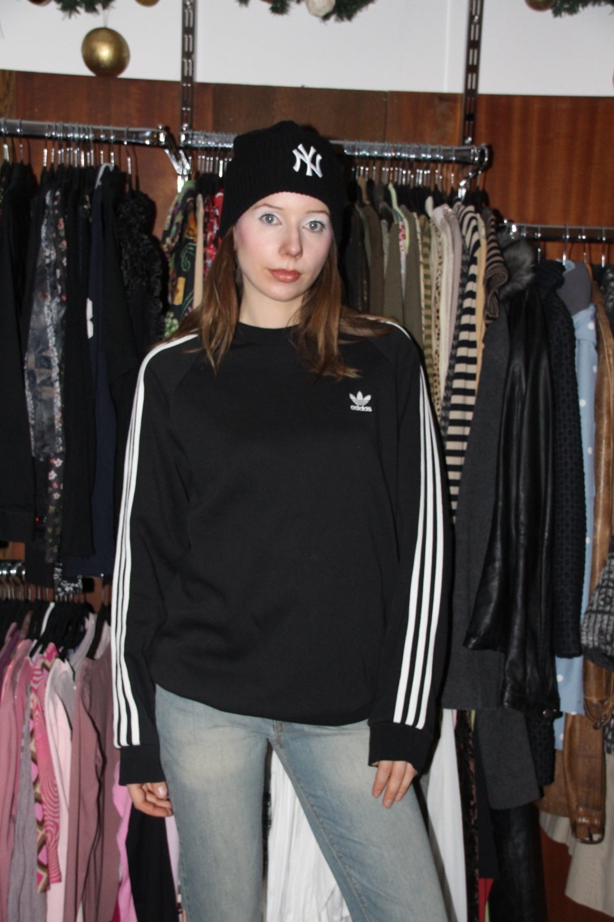 adidas Pullover L Schwarz/Weiß