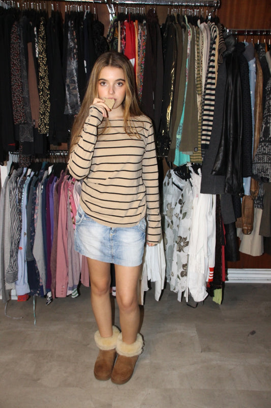 Oberteil XS Braun, Schwarz Streifen