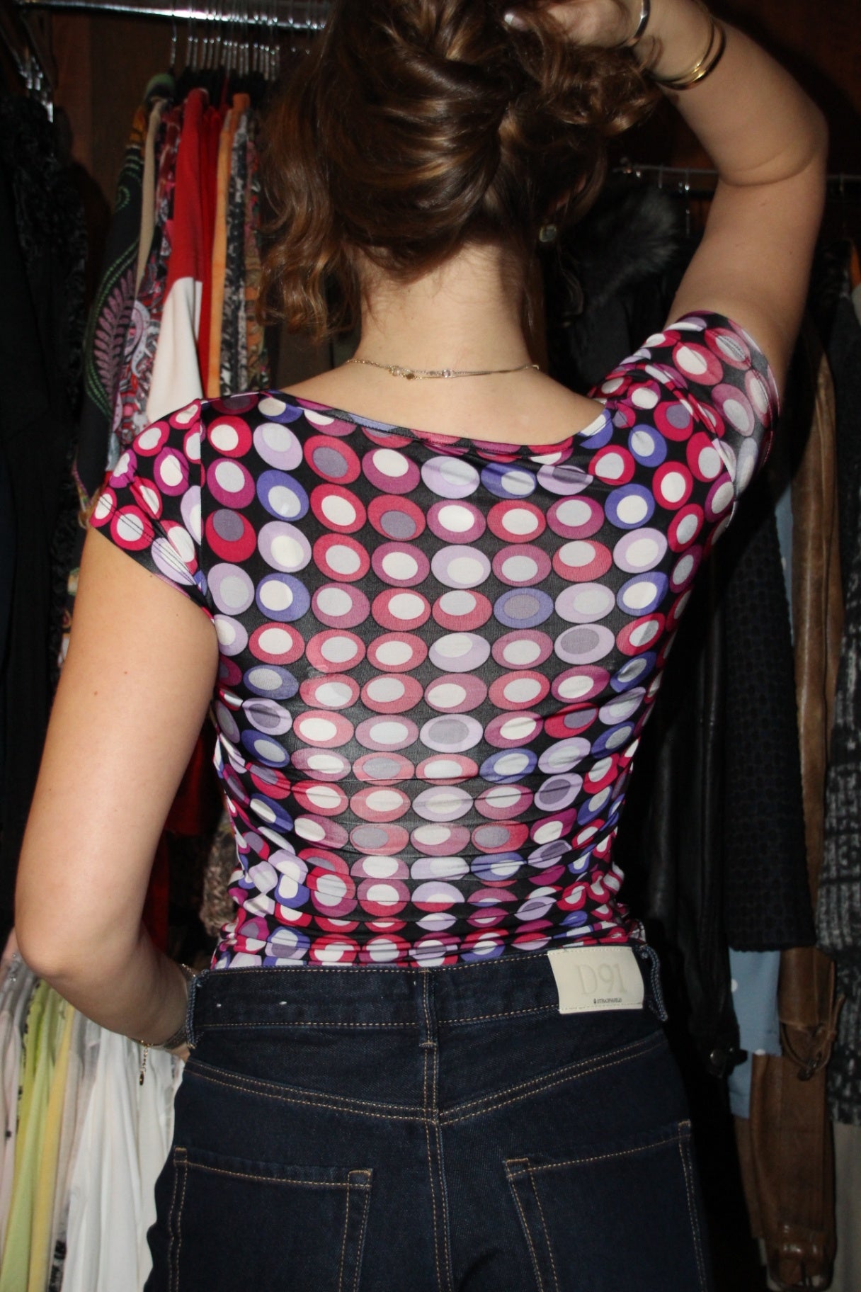 Piu Piu Top M Lila, Pink, Weiß