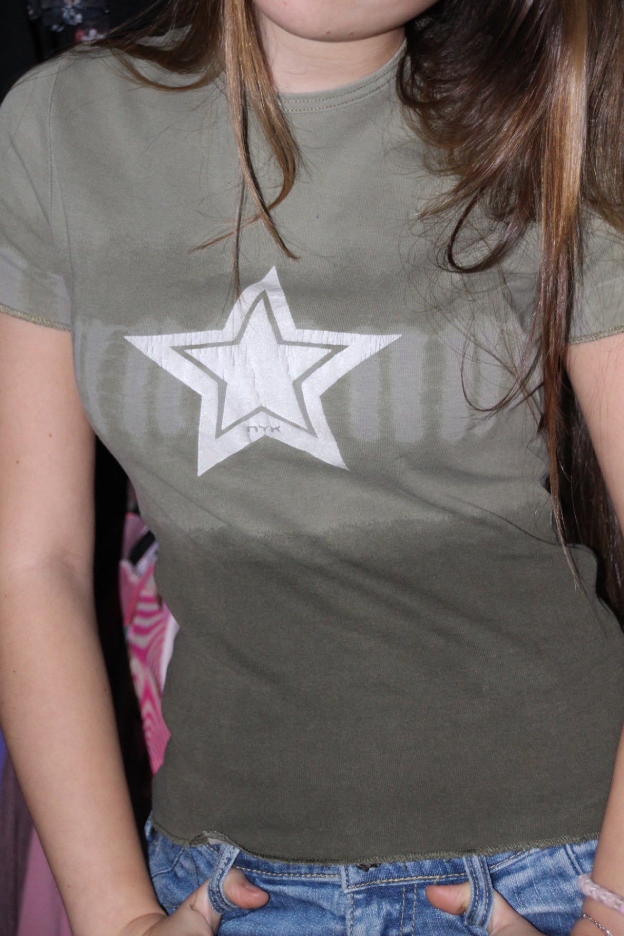 N.Y.K T-Shirt L Olivgrün mit Stern