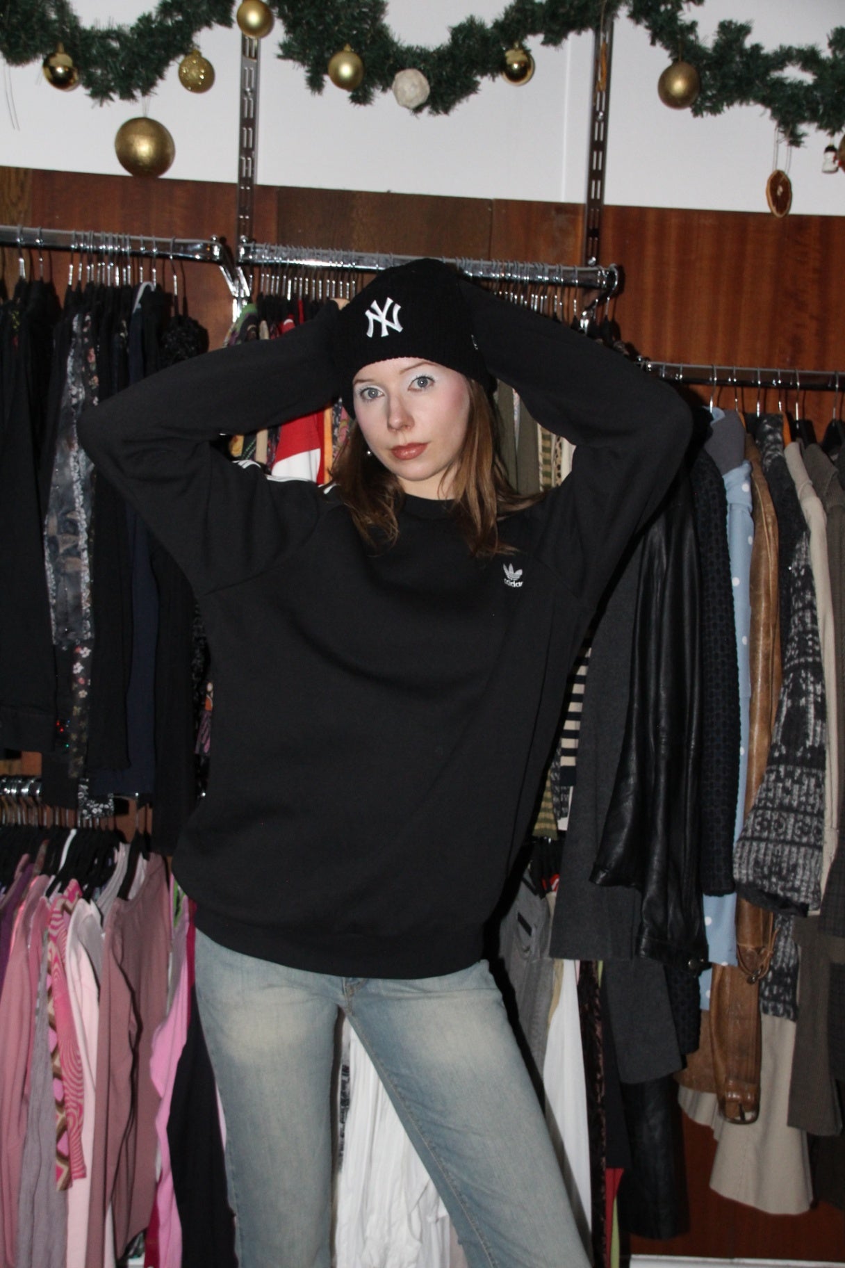 adidas Pullover L Schwarz/Weiß