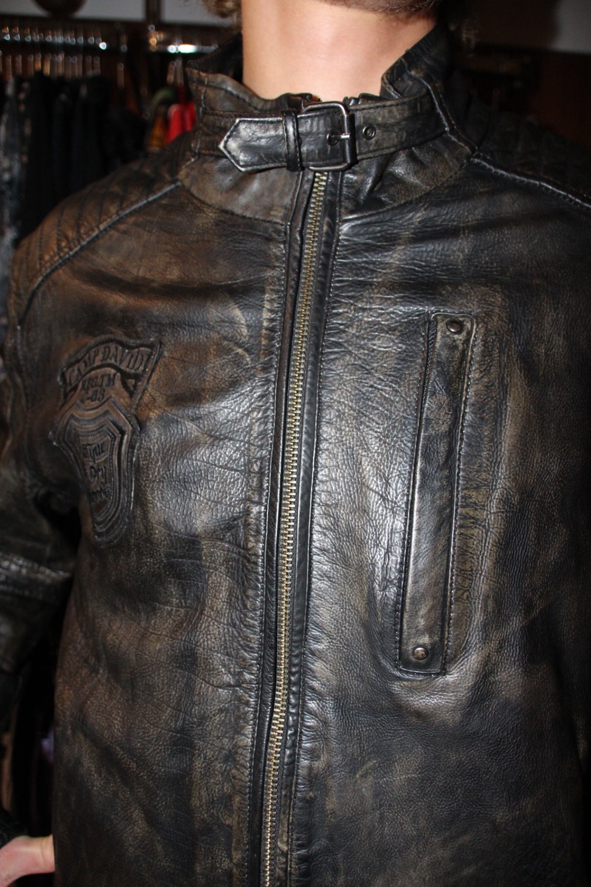 Camp David Lederjacke M Schwarz