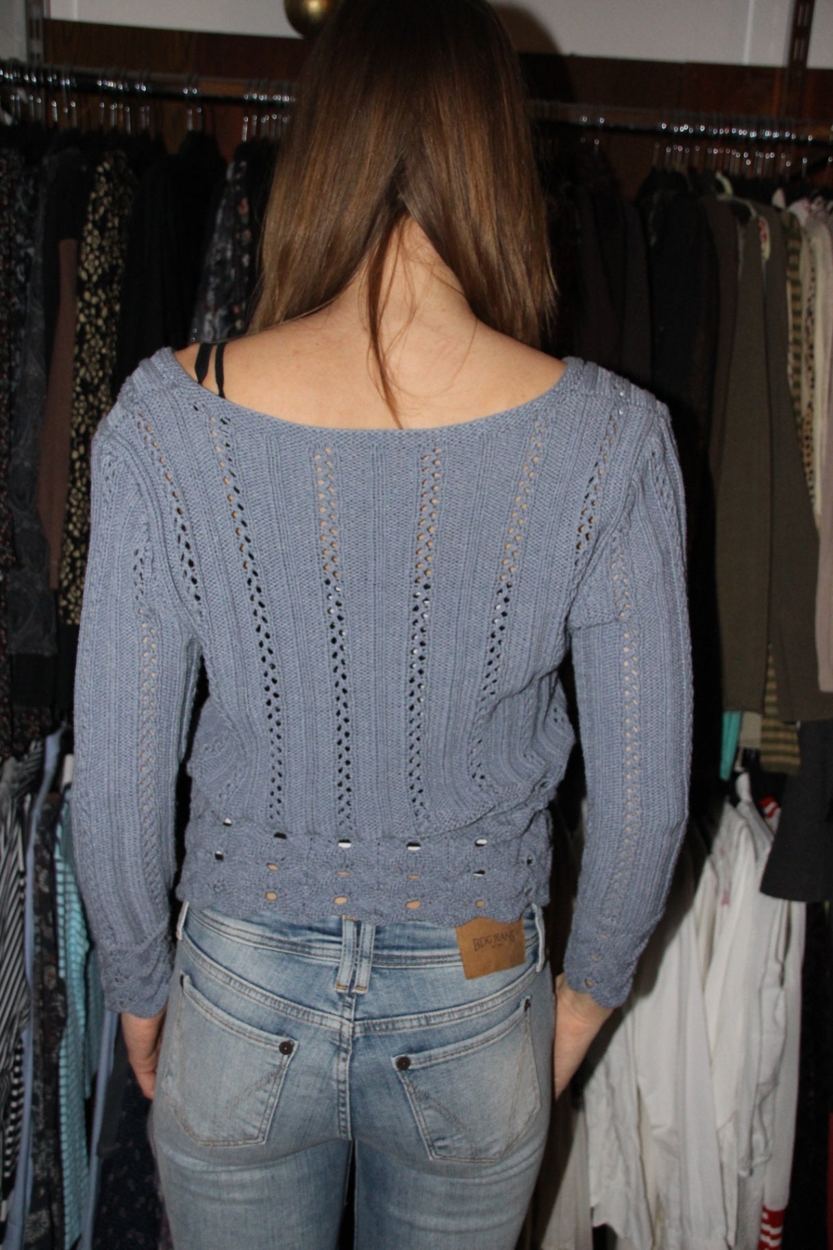 Strickjacke M Blau Grau