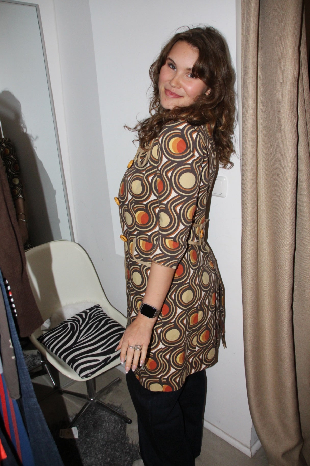 Zara Mantel S Mehrfarbig (braun, orange, beige)