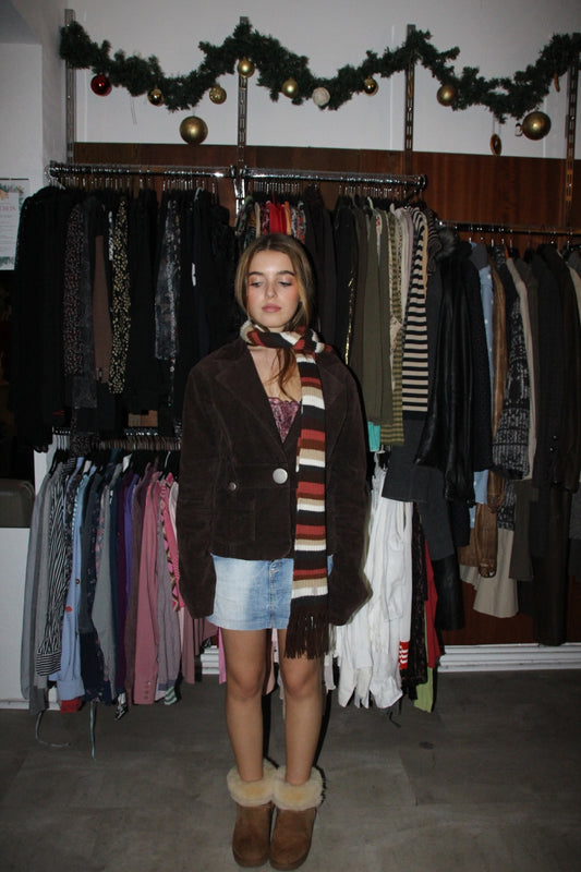 Schal mit Streifen Weiß mit verschiedenen Brauntönen