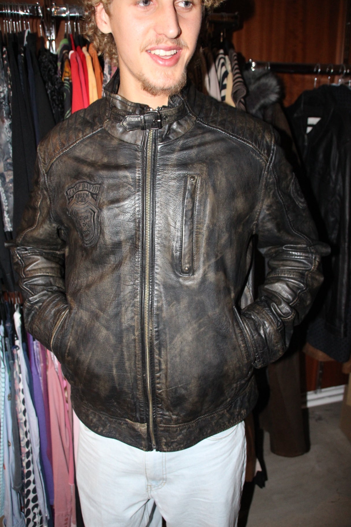 Camp David Lederjacke M Schwarz