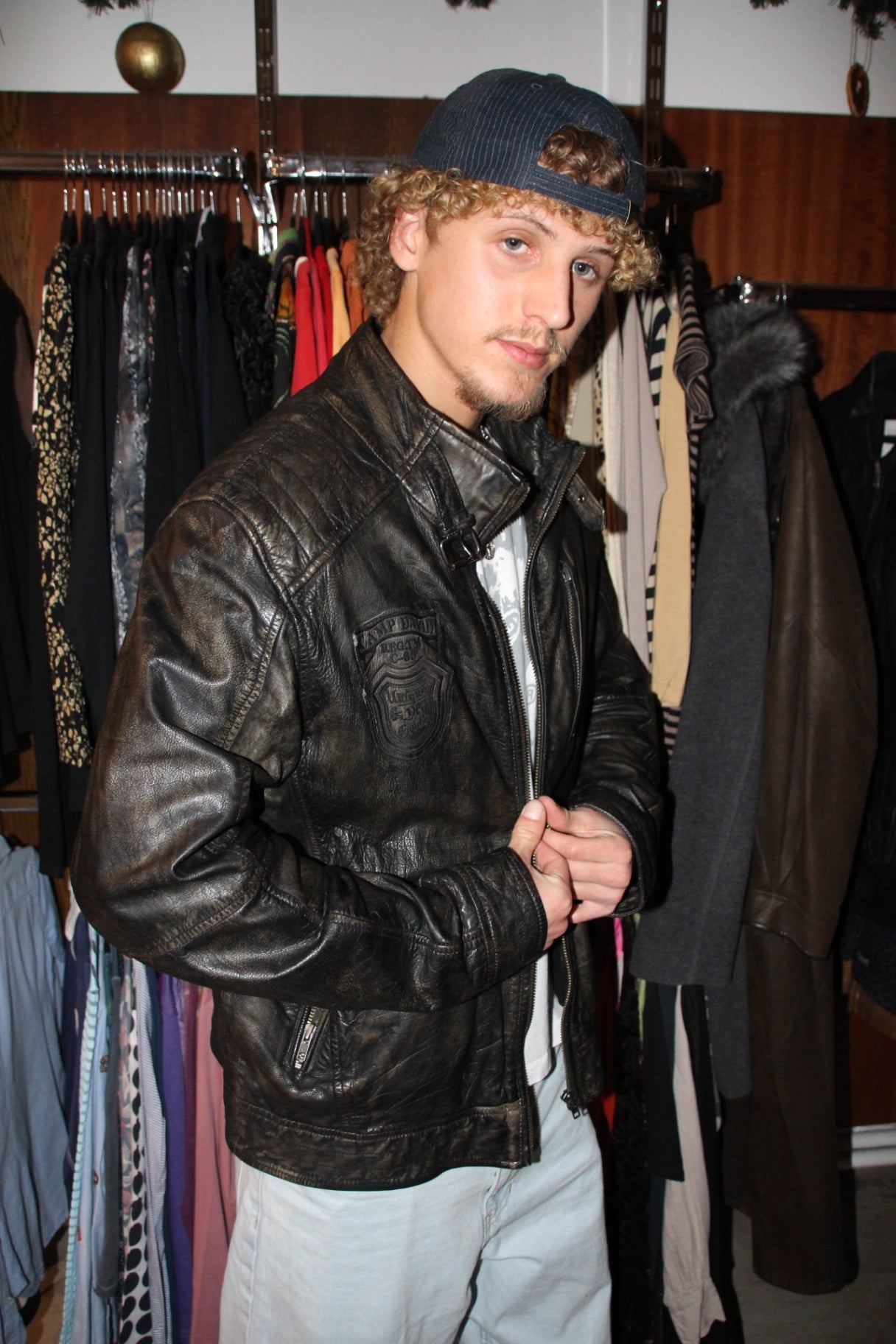 Camp David Lederjacke M Schwarz