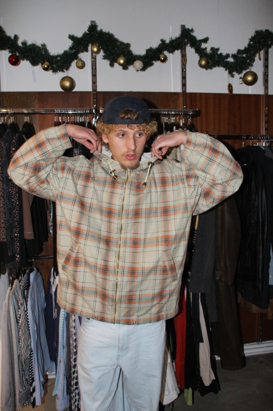 JEP´s Jacke XL Beige mit orange- und grauen Karomuster