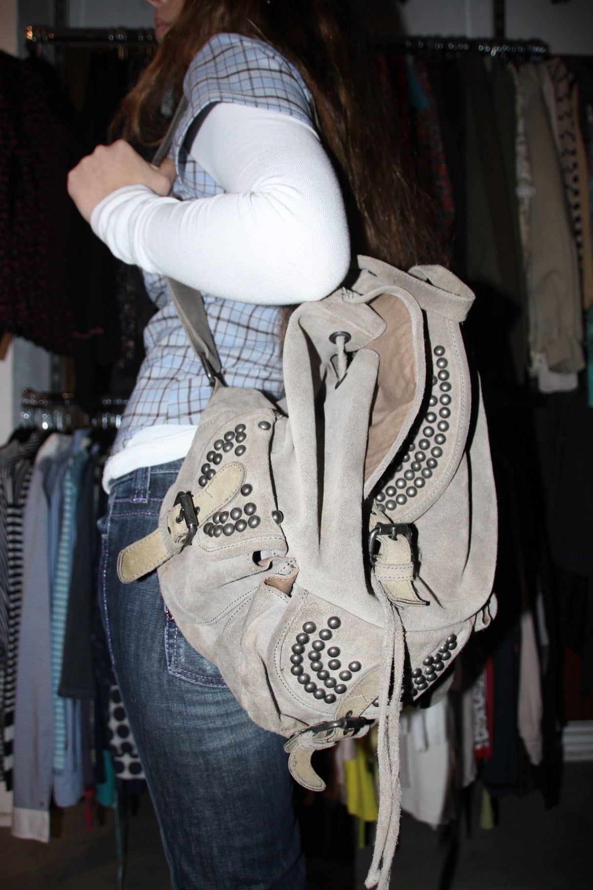 Rucksack mit Nieten Khaki