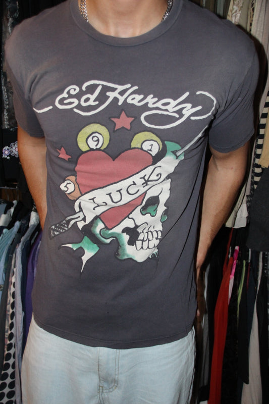Ed Hardy T-Shirt S Grau Bunt