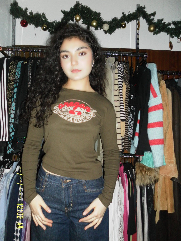 Langarmshirt Olive Rot