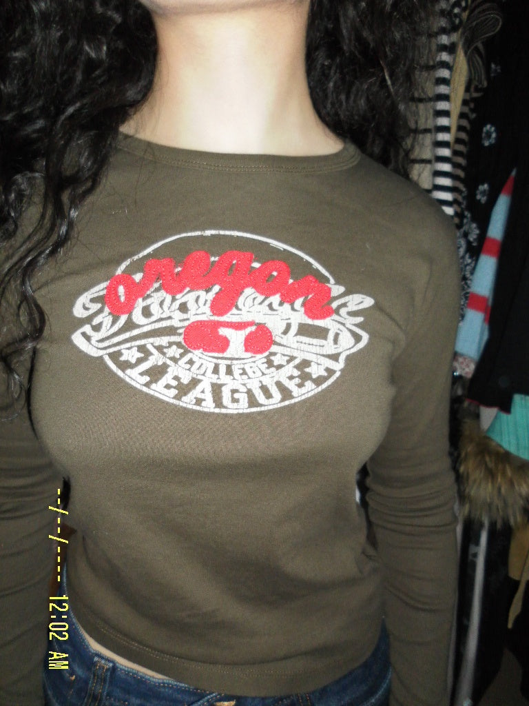 Langarmshirt Olive Rot