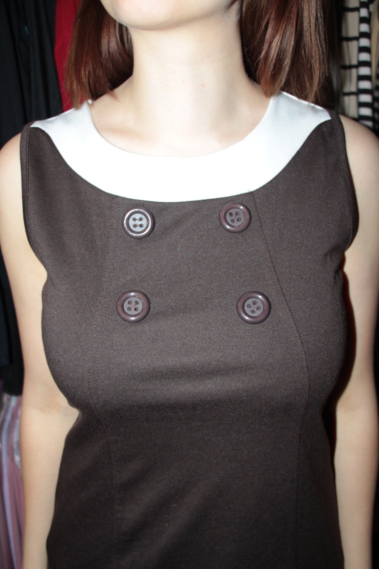 Kleid S Braun, Weiß