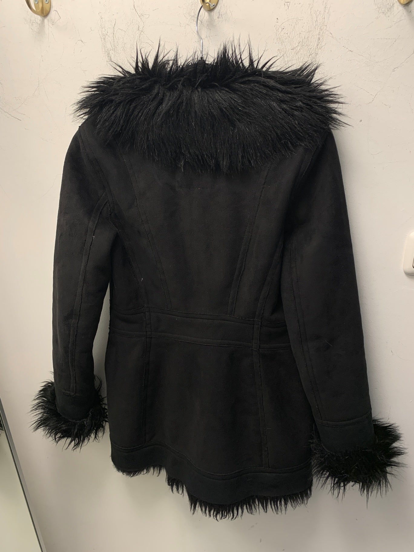 edc Mantel mit Fell S Schwarz