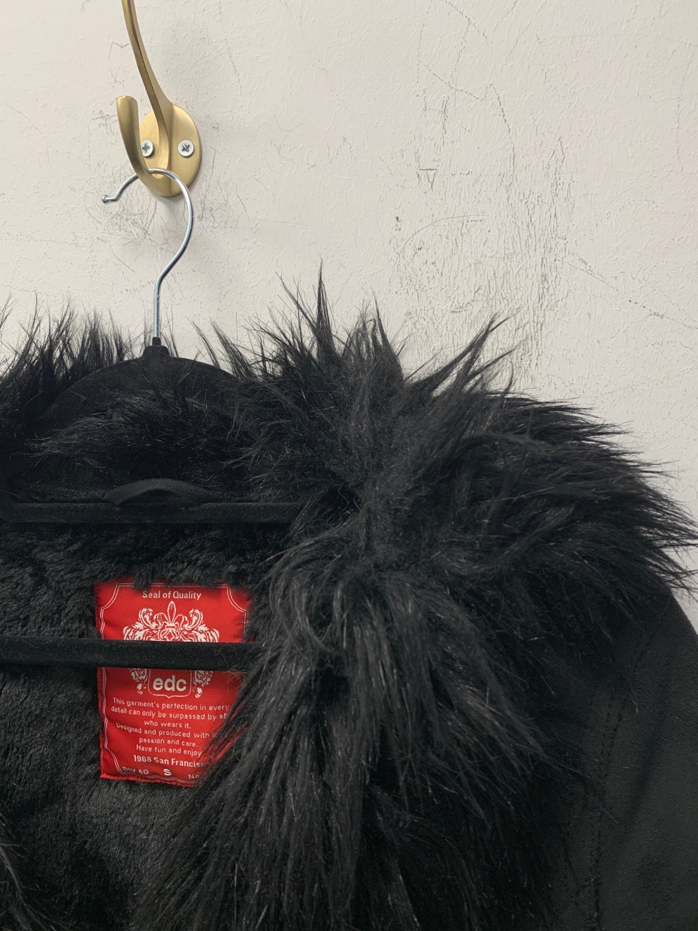 edc Mantel mit Fell S Schwarz