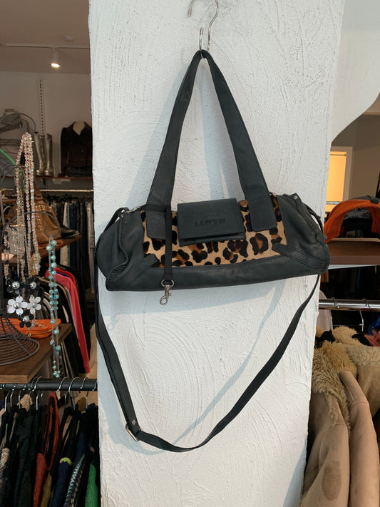 Lloyd Handtasche Beige und Schwarz mit Animal-Print