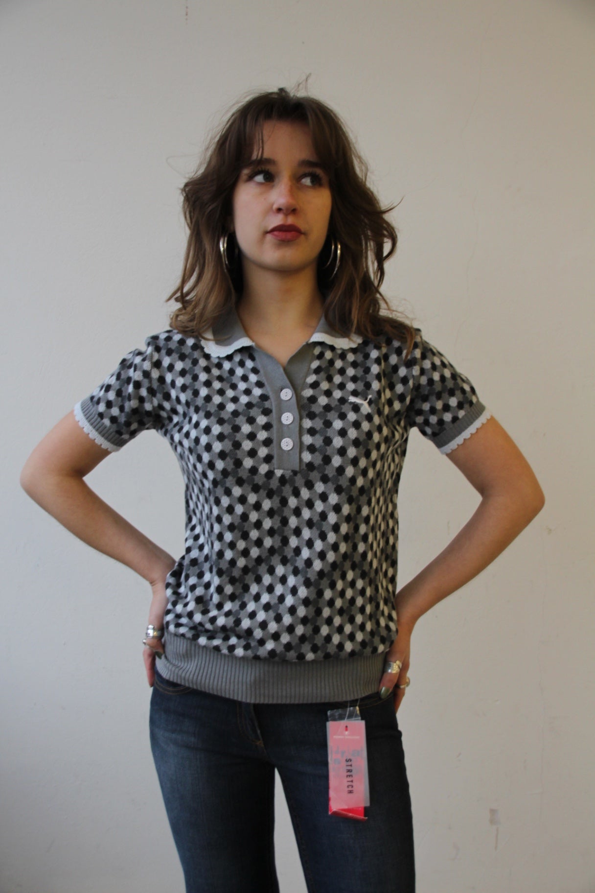 Puma T-Shirt S Grau mit schwarzen Punkten