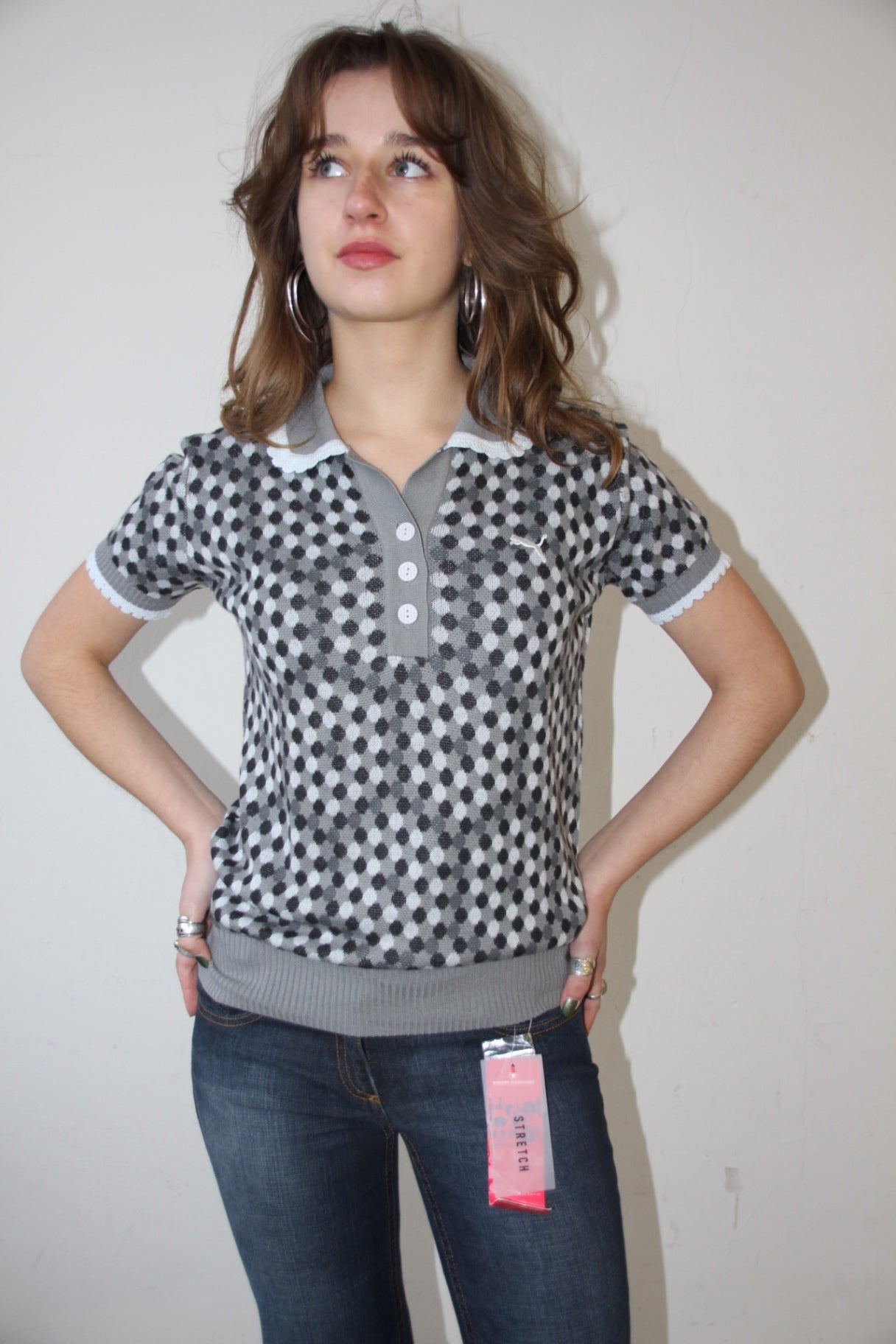 Puma T-Shirt S Grau mit schwarzen Punkten