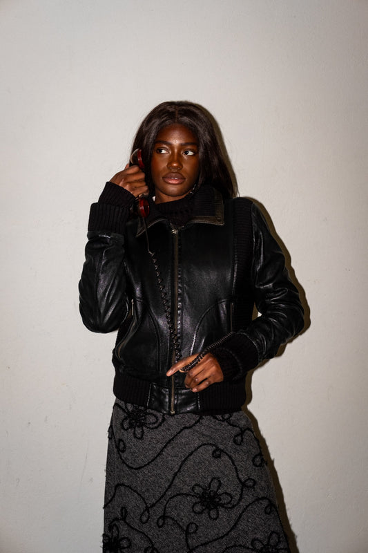 Diesel Lederjacke Schwarz