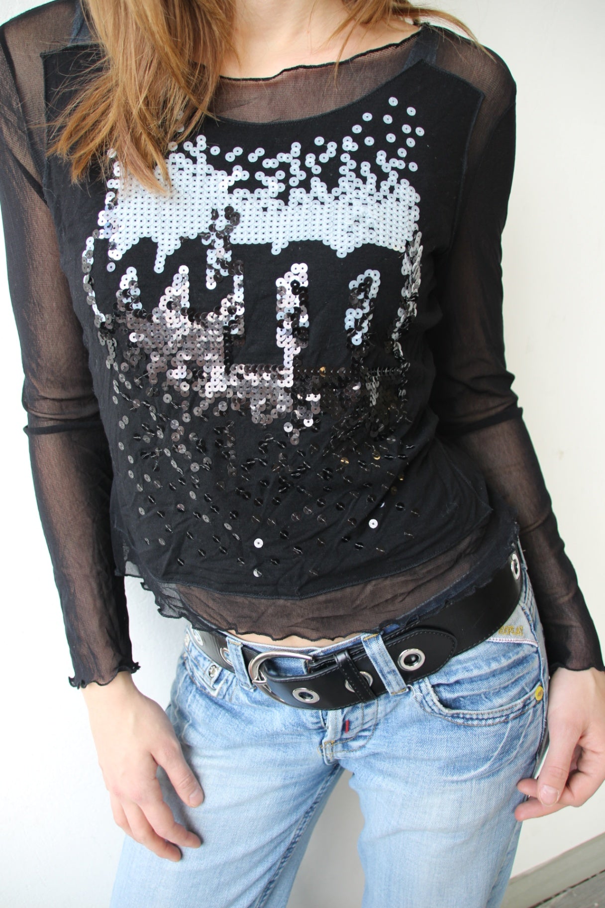 Langarmshirt L Schwarz, Grau, Schwarz, Schwarz, Schwarz