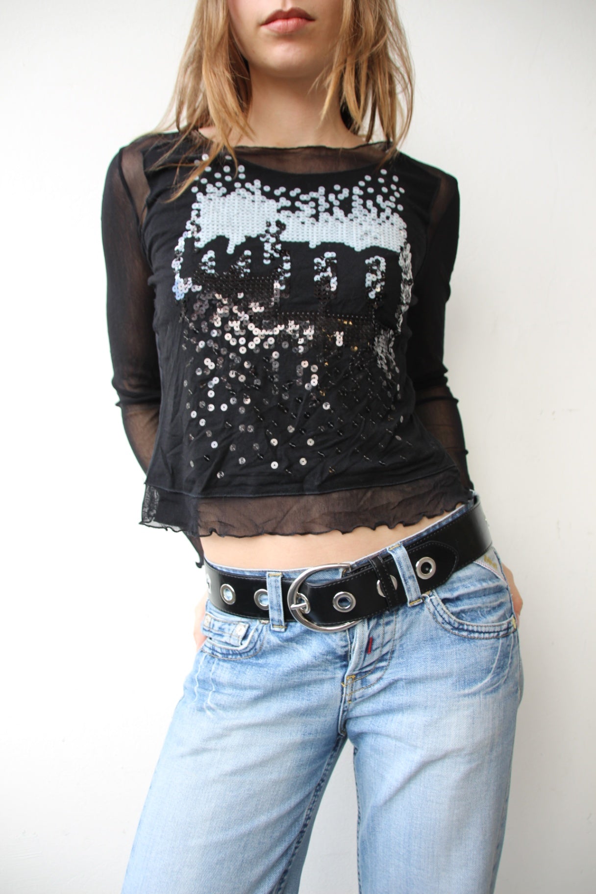 Langarmshirt L Schwarz, Grau, Schwarz, Schwarz, Schwarz