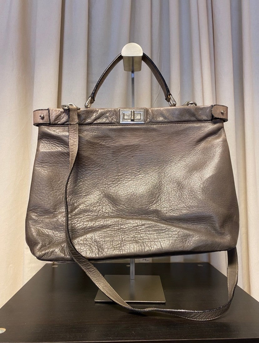 Handtasche Groß Grau/Bronze