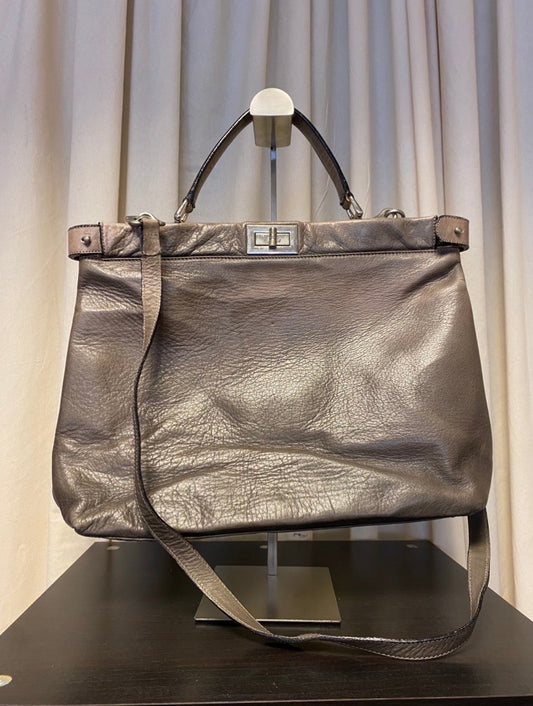 Handtasche Groß Grau/Bronze