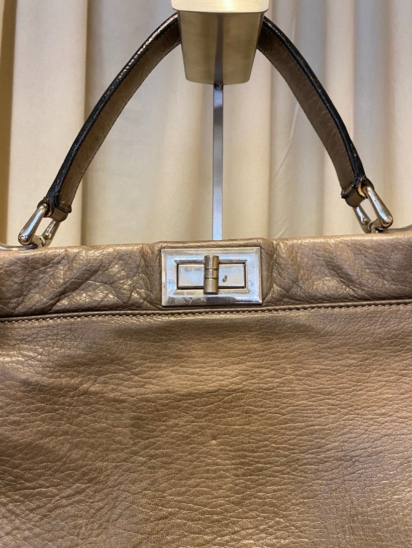 Handtasche Groß Grau/Bronze