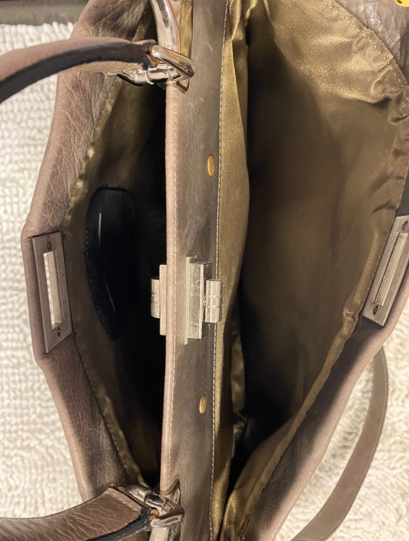 Handtasche Groß Grau/Bronze