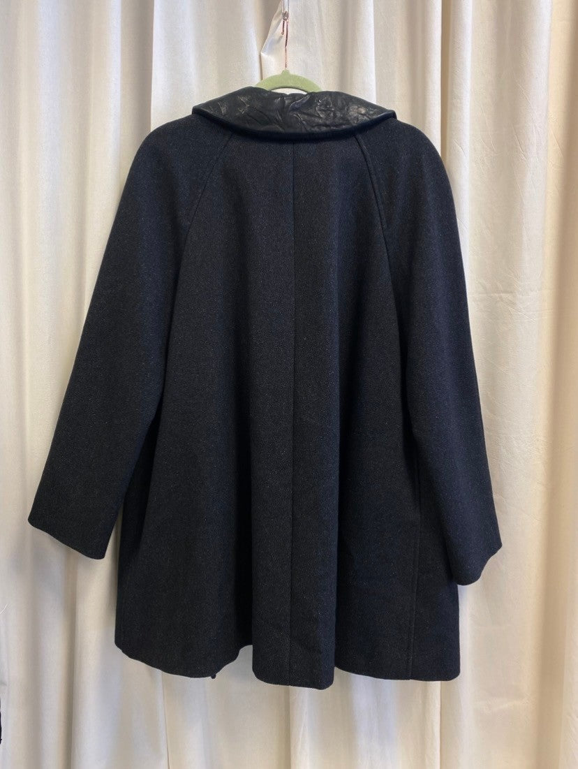 Isabel Marant Mantel 42 Schwarz mit Lederkragen