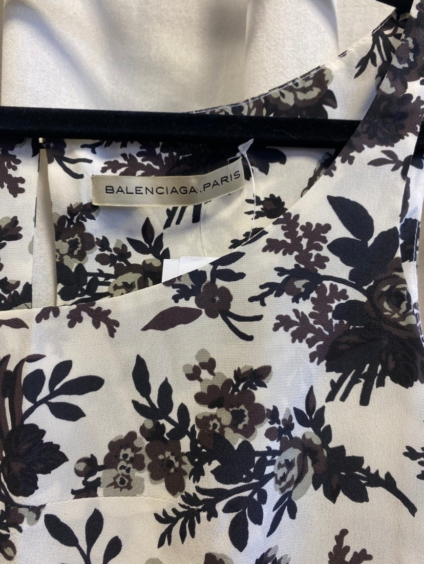 Balenciaga Blusen-Top 40 Weiß mit Blumenmuster