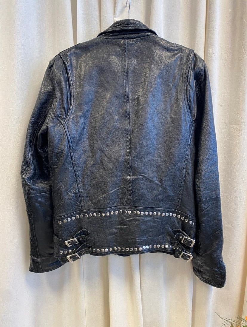 Lederjacke 42 Schwarz mit Nieten